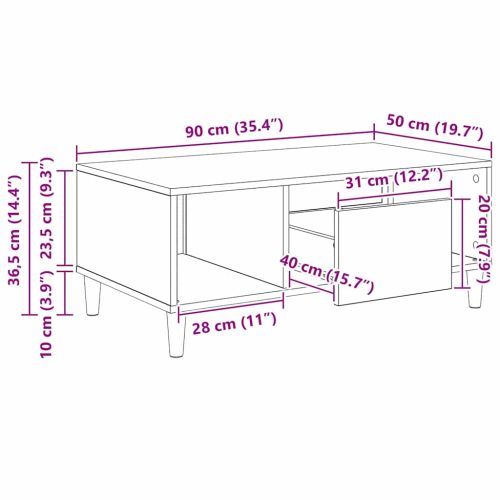 Масичка за кафе Старо дърво 90 x 50 x 26.5 см Инженерно дърво