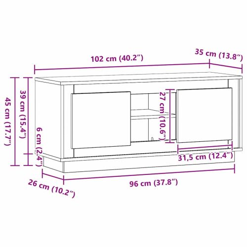ТВ шкаф Старо дърво 102 x 35 x 45 см Инженерно дърво