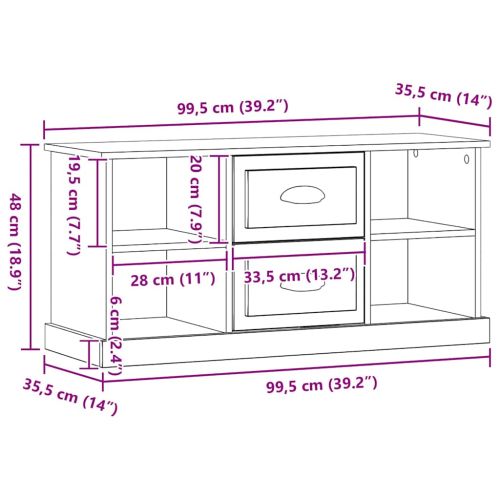 ТВ шкаф 99,5 x 35,5 x 48 см Дъб Инженерно дърво