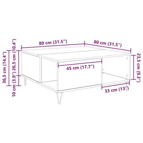Масичка за кафе Старо дърво 80 x 80 x 36,5 см Инженерно дърво