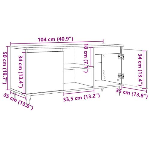 ТВ шкаф Дъб 104 x 35 x 50 см Инженерно дърво