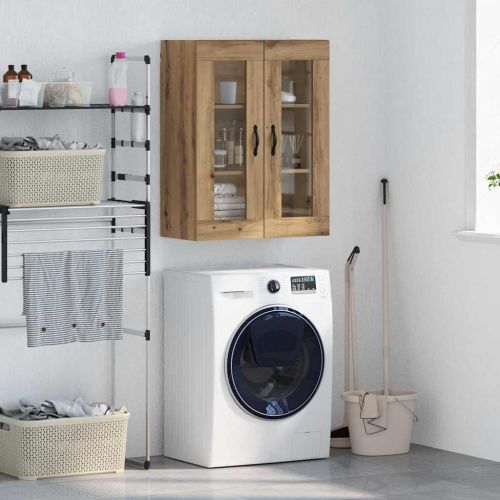 Стенен шкаф Дъб 69,5 x 34 x 90 см Инженерна дървесина и стъкло