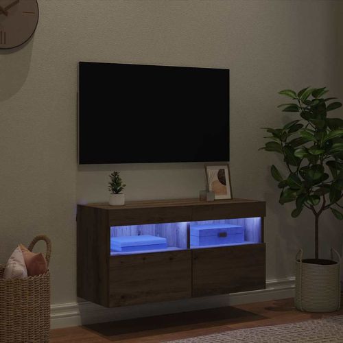 TV стенен шкаф 80 х 30 х 40 см Дъб Инженерна дървесина