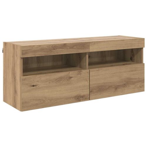 TV стенен шкаф с LED Дъб 100 x 30 x 40 см Инженерно дърво