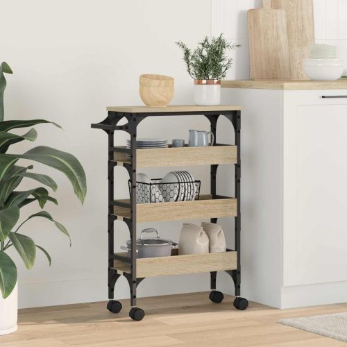 Кухненска количка Сонома дъб 53 x 20 x 76 см Инженерно дърво