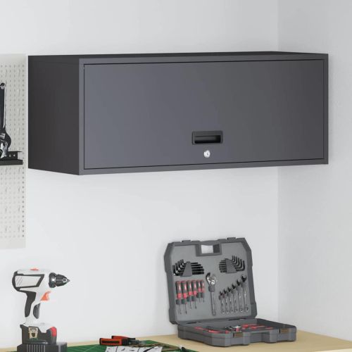 Стенен шкаф за гараж Черно 90 x 33 x 35 см