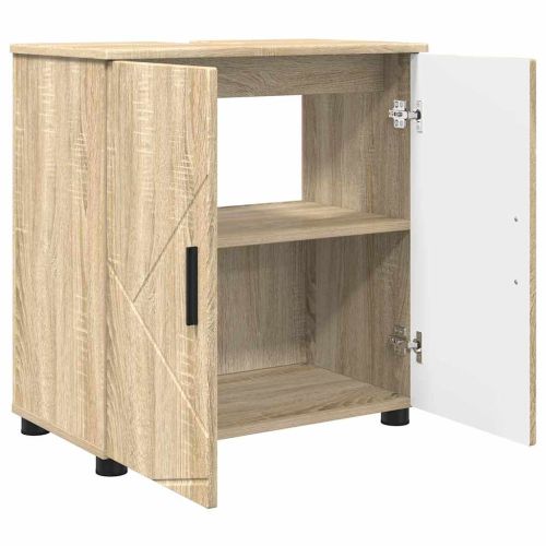 Шкаф за баня Сонома дъб 61 x 35 x 64 см Инженерно дърво & Метал