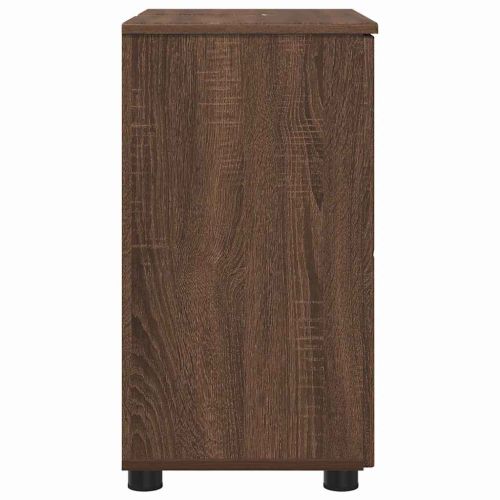 Шкаф за баня Кафяв дъб 61 x 35 x 64 см Инженерно дърво & Метал