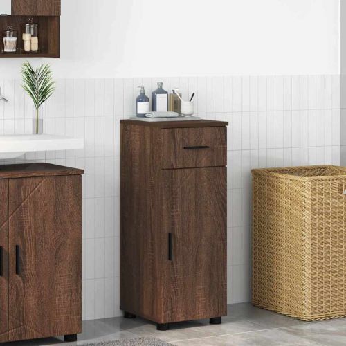 Шкаф за баня Кафяв дъб 30 x 35 x 80 см Инженерно дърво & Метал