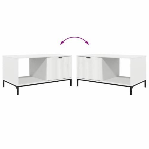 Масичка за кафе с чекмедже Бяло 90 x 49 x 46 см Инженерно дърво