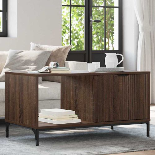 Масичка за кафе Кафяв дъб 90 x 49 x 46 см Инженерно дърво