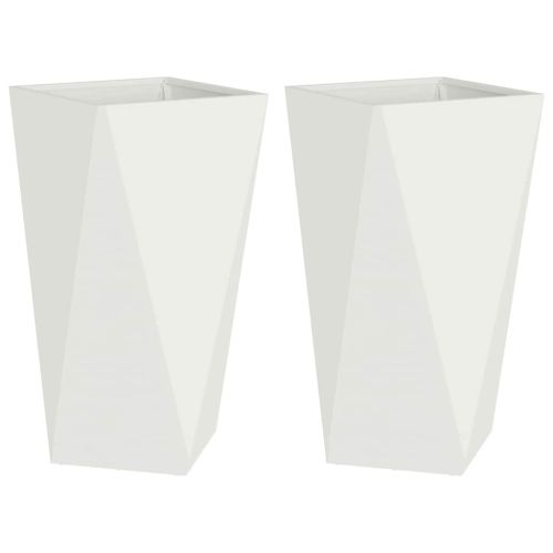 Кашпа 2 pcs Бяло 40 x 40 x 75 cm Стомана