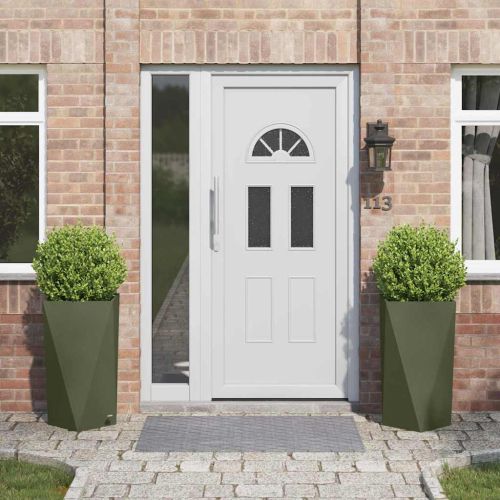 Кашпа 2 pcs Маслинено зелено 40 x 40 x 75 cm Стомана