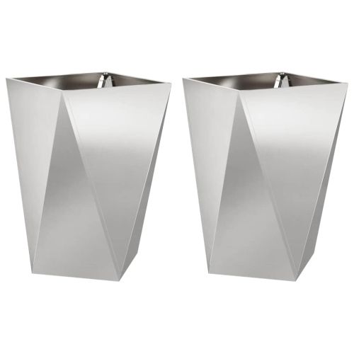 Кашпа 2 pcs Сребрист 50 x 50 x 75 cm Неръждаема стомана
