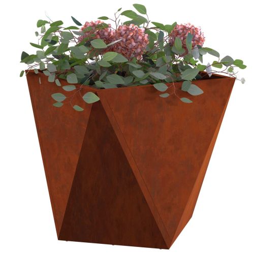 Кашпа 2 pcs Ръждясало 40 x 40 x 40 cm Патинираща стомана