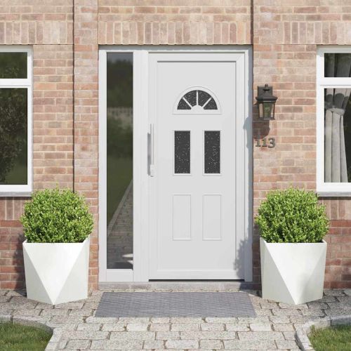 Кашпа 2 pcs Бяло 50 x 50 x 50 cm Стомана