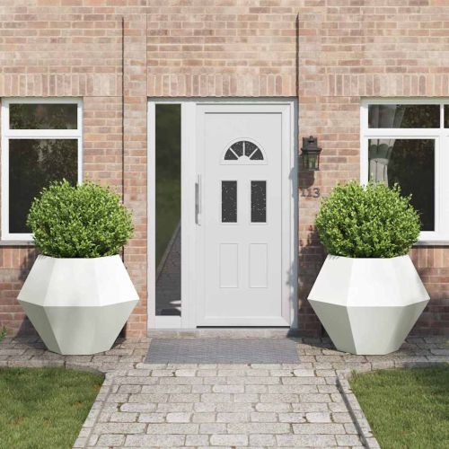 Кашпа 2 pcs Бяло 100 x 100 x 80 см Стомана