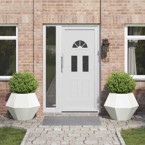 Кашпа 2 pcs Бяло 75 x 75 x 60 см Стомана