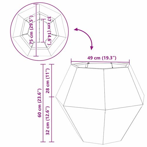 Кашпа Маслиненозелено 75 x 75 x 60 см Стомана