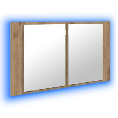 Шкаф с огледало за баня Дъб 80 x 12 x 45 см Инженерно дърво