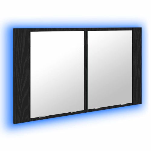Шкаф с огледало за баня с рафт Черния дъб 80 x 12 x 45 см