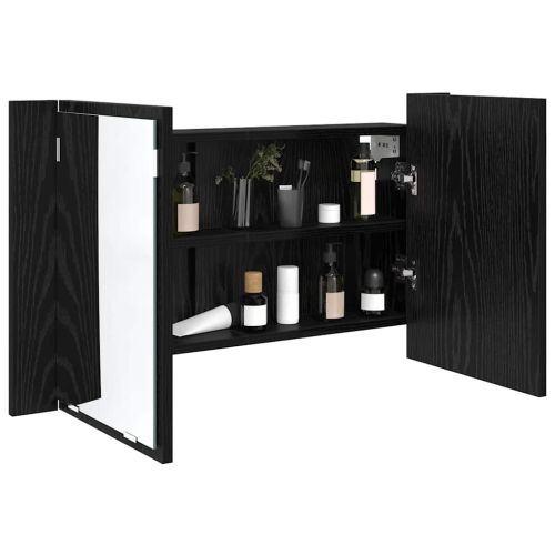 Шкаф с огледало за баня Черния дъб 80 x 12 x 45 см