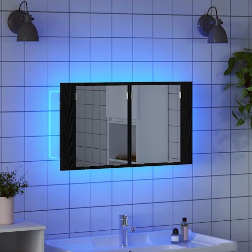 Шкаф с огледало за баня Черния дъб 80 x 12 x 45 см