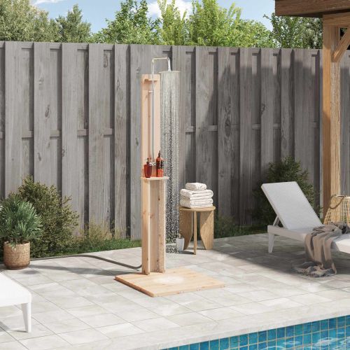 Външен душ Естествен 75 x 76 x 217 см Масивна боровина