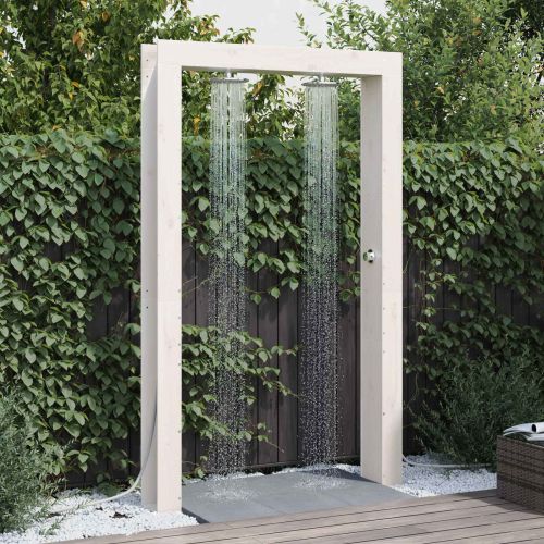 Външен душ Бял 137 x 23 x 226 см Масивна боровина