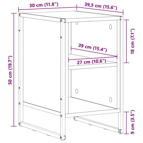 Нощно шкафче Сив Сонома 39.5 x 30 x 50 см Инженерна дървесина