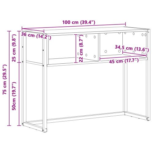 Крайна масичка Димящ дъб 100 x 36 x 75 см Инженерна дървесина