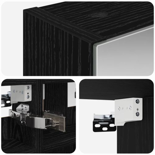 Шкаф с огледало за баня с рафт Черния дъб 30 x 10,5 x 50 см
