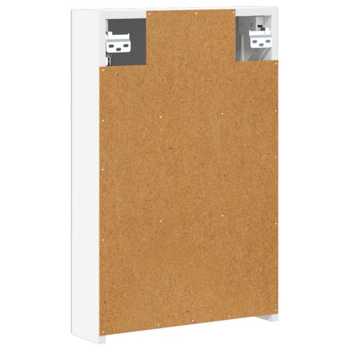 Шкаф с огледало за баня с рафт с врата Бяло 40 x 10,5 x 60,5 см
