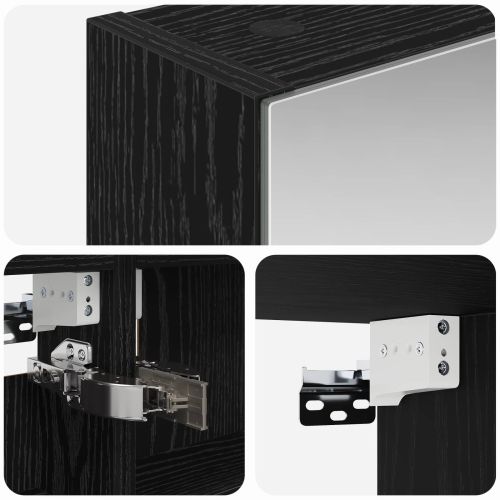 Шкаф с огледало за баня с рафт Черния дъб 40 x 10,5 x 60,5 см