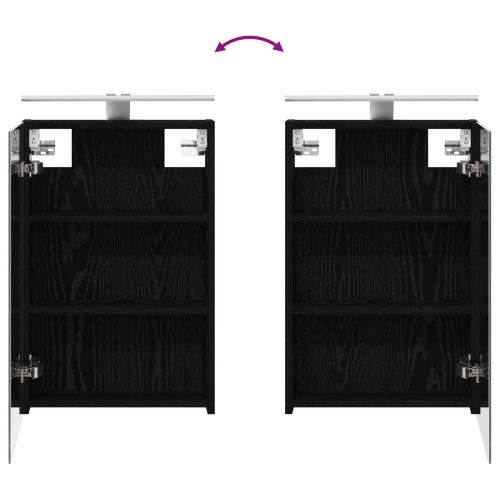 Шкаф с огледало за баня с рафт Черния дъб 40 x 10,5 x 60,5 см