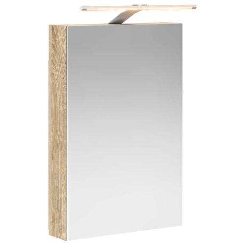 Шкаф с огледало за баня с рафт Сонома дъб 40 x 10,5 x 60,5 см