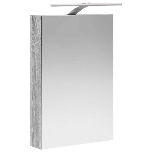 Шкаф с огледало за баня с рафт Сив Сонома 40 x 10,5 x 60,5 см