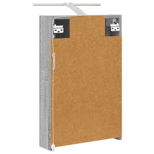 Шкаф с огледало за баня с рафт Сив Сонома 40 x 10,5 x 60,5 см