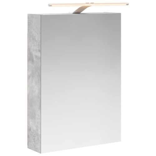 Шкаф с огледало за баня с рафт Циментено сиво 50 x 14,5 x 70 см