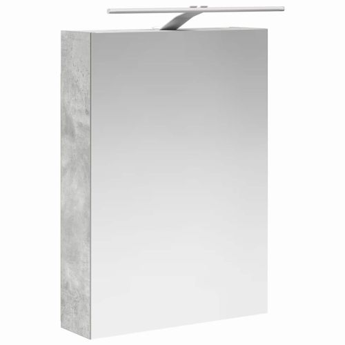 Шкаф с огледало за баня с рафт Циментено сиво 50 x 14,5 x 70 см