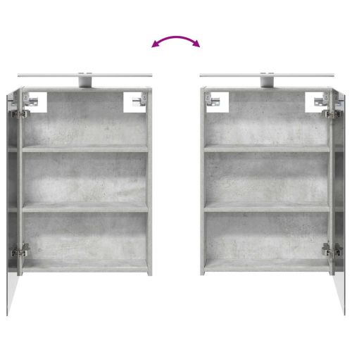 Шкаф с огледало за баня с рафт Циментено сиво 50 x 14,5 x 70 см