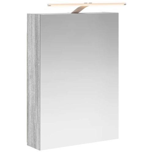 Шкаф с огледало за баня с рафт Сив Сонома 50 x 14,5 x 70 см