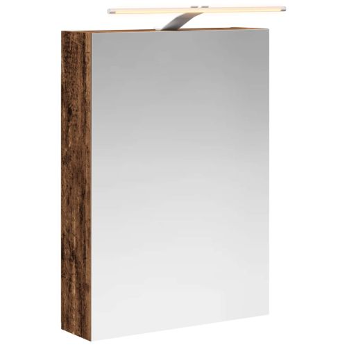 Шкаф с огледало за баня с рафт Старо дърво 50 x 14,5 x 70 см