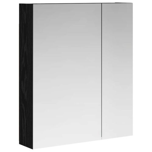Шкаф с огледало за баня с рафт Черния дъб 60 x 14,5 x 70 см
