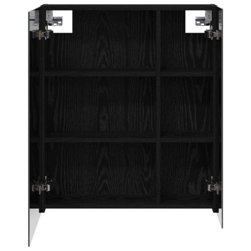 Шкаф с огледало за баня с рафт Черния дъб 60 x 14,5 x 70 см