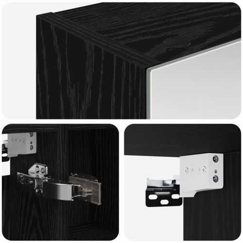 Шкаф с огледало за баня с рафт Черния дъб 60 x 14,5 x 70 см