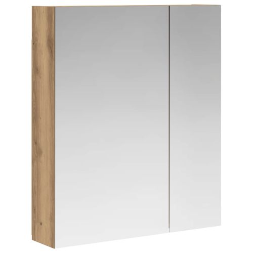 Шкаф с огледало за баня с рафт Дъб Артизан 60 x 14,5 x 70 см