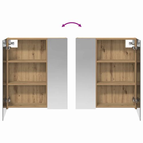 Шкаф с огледало за баня с рафт Дъб Артизан 60 x 14,5 x 70 см