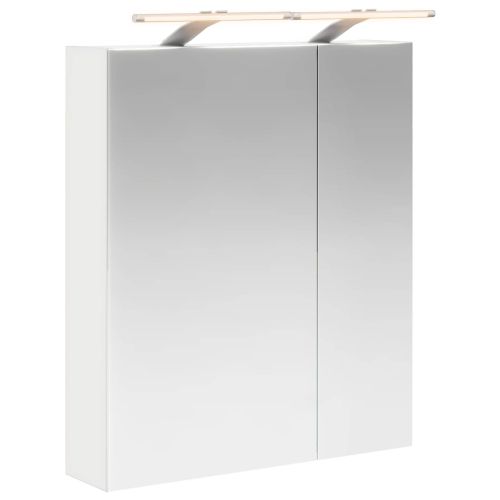 Шкаф с огледало за баня Бяло 60 x 14,5 x 70 см Инженерно дърво
