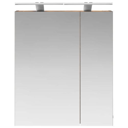 Шкаф с огледало за баня с рафт Димян дъб 60 x 14,5 x 70 см